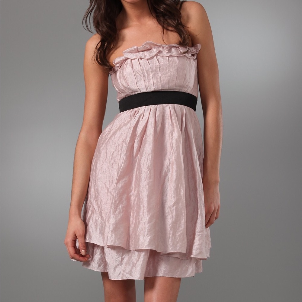 LaROK LUXE Metallic Twist Dress Baby Soft Pink S